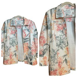 Alfred Dunner Pastel Floral 3/4 Sleeve All Season Business Open Jacket Size 12